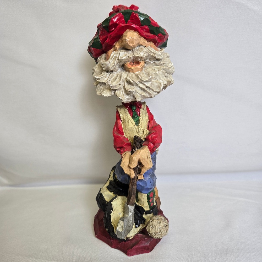 Golfing Santa Claus Bobble Head Nodder Figurine, 9", Humorous Holiday Decor